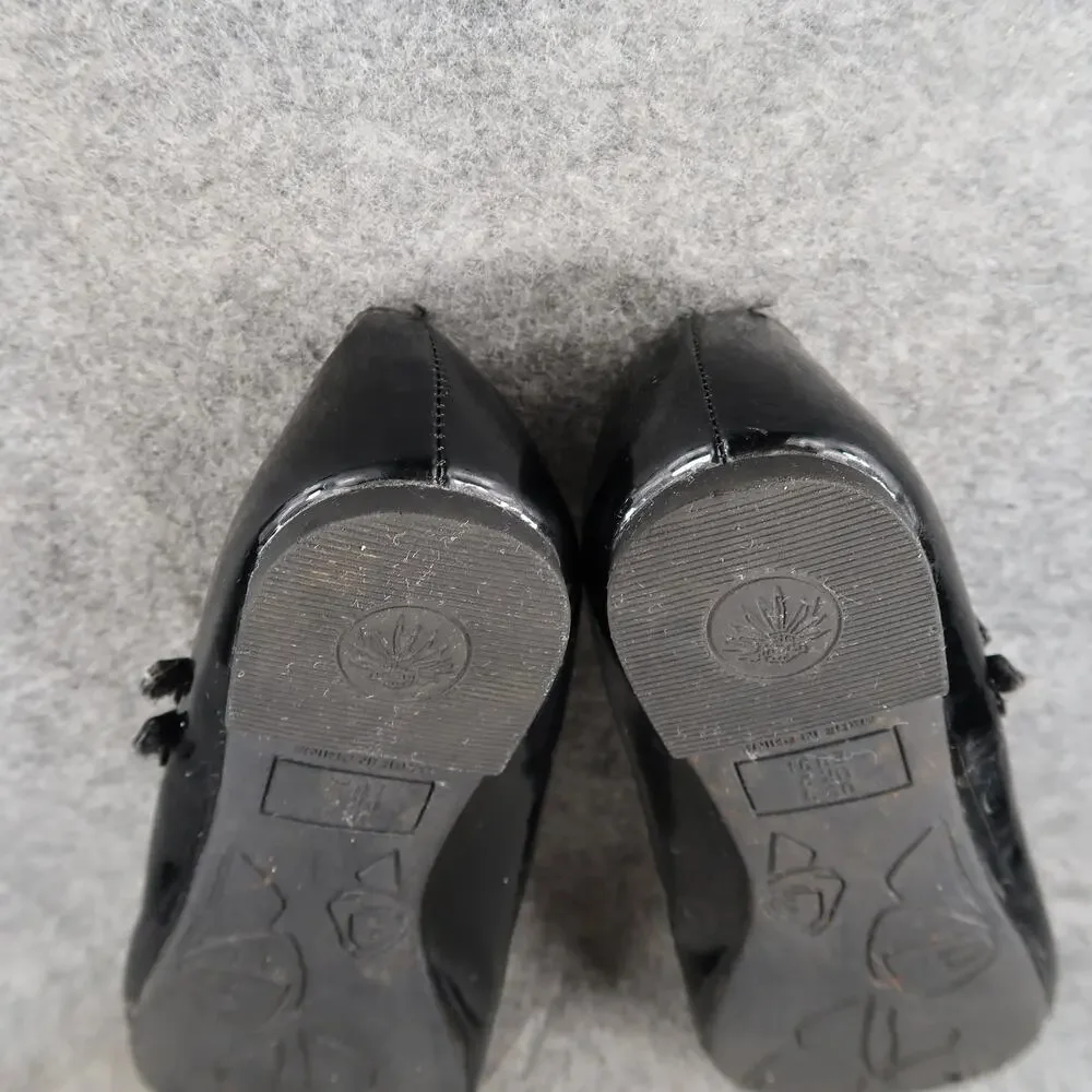 Girls Dress Shoes Mary Jane Ballet Flats Kids 3 Black Patent Buckle Straps